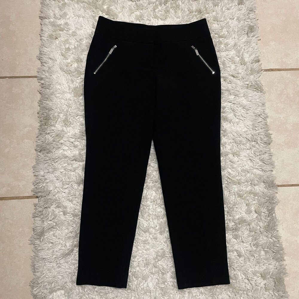 Nine West Womens Size 4P Black Slim Fit Ankle Pants With Zipper Pockets